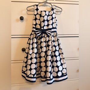 Elegant Navy and White Polka Dot Kids Dress